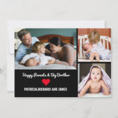 4フォトコラモダンージュウェルカム兄弟姉妹誕生 案内状 (裏面)