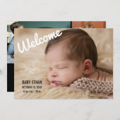 4フォトコラモダンージュウェルカム兄弟姉妹誕生 案内状 (正面/裏面)