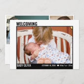 4フォトコラモダンージュ歓迎兄弟姉妹誕生 案内状 (正面/裏面)