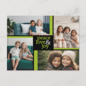 4フォトコラージグリーンブラックピースラブジョイ シーズンポストカード (正面)