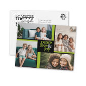 4フォトコラージグリーンブラックピースラブジョイ シーズンポストカード