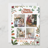 4フォトコラージグリーンホリデーカードメリークリスマス シーズンカード (正面)