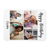 4フォトコラージスクリプトパーソナライズされた誕生日 マグネット (横)