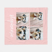 4フォトコラージスクリプト名 – 赤面ピンクを編集可能 フリースブランケット (正面(横))