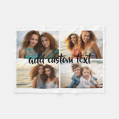 4フォトコラージスクリプト文字 – 編集可能カラー フリースブランケット (正面(横))