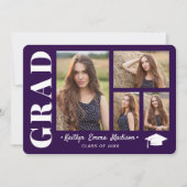 4フォトコラージスクリプモダントパープルグラード 案内状 (正面)