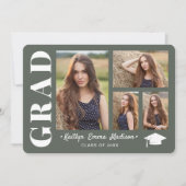 4フォトコラージスクリプモダントSage Green Grad 案内状 (正面)