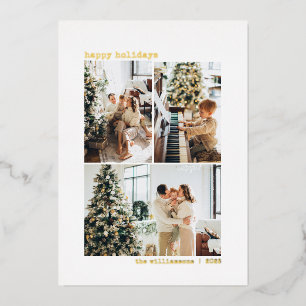 4フォトコラージタイプライター北欧金ゴールド 箔シーズンカード