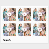 4フォトコラージピンクハート父の日 スクエアシール (シート)