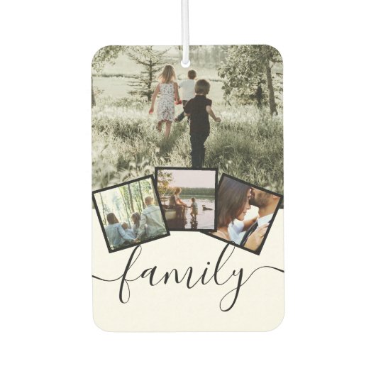 4フォトコラージファミリーパーソナライズされたカスタム カーエアーフレッシュナー (正面)