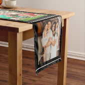 4フォトコラージファミリーラブ引用文ブラック ショートテーブルランナー (インサイチュ)