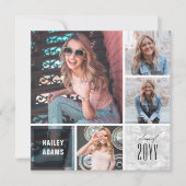 4フォトコラージフォイル正方形シックな卒業カード 招待状 (正面)