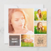 4フォトコラージフォイル正方形シック卒業パーティー 招待状 (正面)