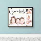 4フォトコラージュおじいちゃんメイクライフグランド引用文 キャンバスプリント (インサイチュ (ウッドフロア))