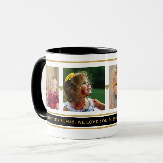 4フォトコラージュおじいちゃん祖父母クリスマス マグカップ (正面左)