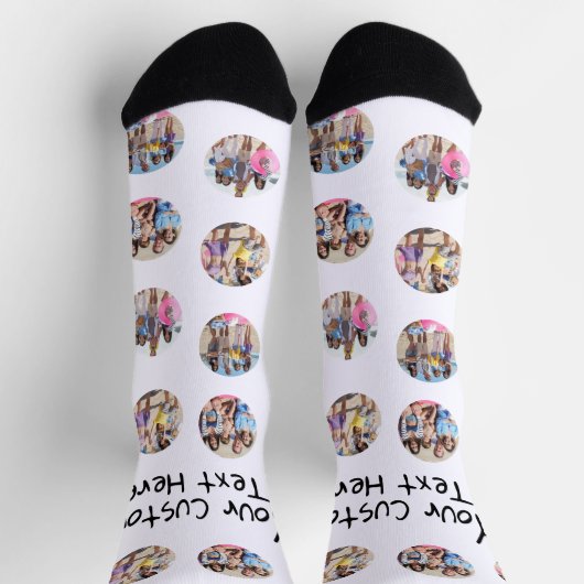 4フォトコラージュおよび文字カスタムパーソナライズされた ソックス (上部)