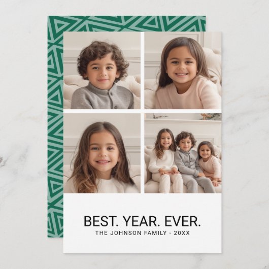 4フォトコラージュとの最高の比較年。今まで。 シーズンカード (正面/裏面)
