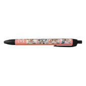 4フォトコラージュとモノグラムイニシャル- Coral 黒ボールペン (ボトム)