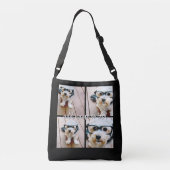 4フォトコラージュと手書き名 – 黒 クロスボディバッグ (裏面)