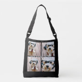 4フォトコラージュと手書き名 – 黒 クロスボディバッグ (正面)