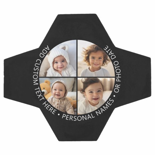 4フォトコラージュと曲率カスタム文字のまわりに サッカーボール (フラット)