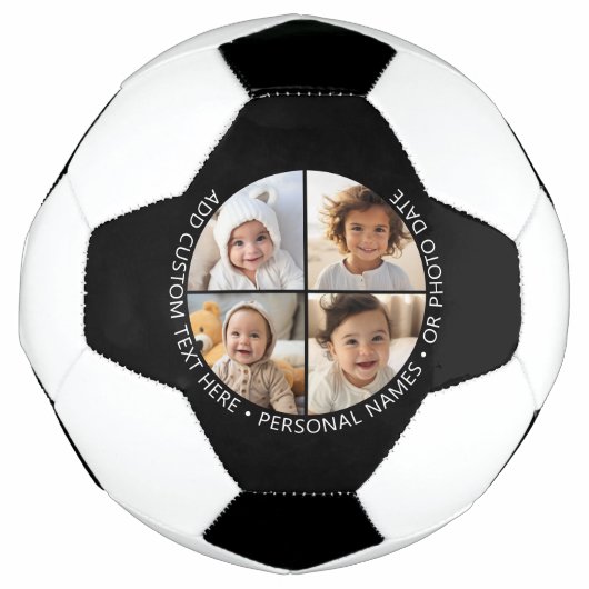 4フォトコラージュと曲率カスタム文字のまわりに サッカーボール (正面)