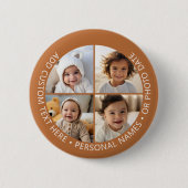 4フォトコラージュと曲率カスタム文字のまわりに 缶バッジ (正面)