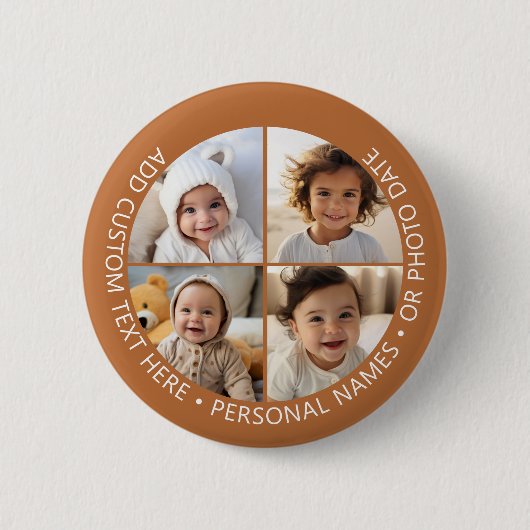 4フォトコラージュと曲率カスタム文字のまわりに 缶バッジ (正面)