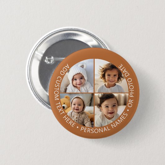 4フォトコラージュと曲率カスタム文字のまわりに 缶バッジ (正面&裏面)