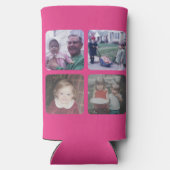 4フォトコラージュと – 女の子のピンクお洒落色 スリム缶クーラー (裏面)