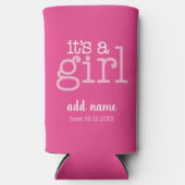 4フォトコラージュと – 女の子のピンクお洒落色 スリム缶クーラー (正面)