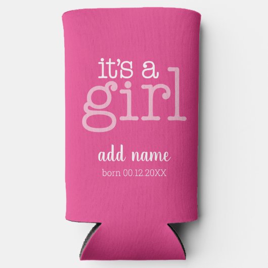 4フォトコラージュと – 女の子のピンクお洒落色 スリム缶クーラー (正面)