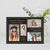 4フォトコラージュのおめでとう卒業生が任意の年を追加 案内状 (スタンド正面)