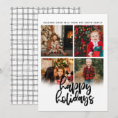 4フォトコラージュのクリスマスホリデーフラットカード (正面/裏面)