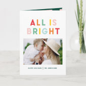 4フォトコラージュのクリスマスレインボーカラフルブライト シーズンカード (正面)