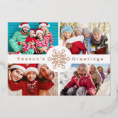 4フォトコラージュのクリスマス 箔シーズンカード (正面)