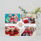 4フォトコラージュのクリスマス 箔シーズンカード (立ち正面)