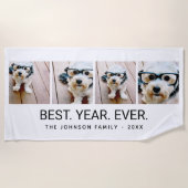 4フォトコラージュのミニマル最高のリスト – 年末白紙 ビーチタオル (正面)