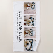 4フォトコラージュのミニマル最高のリスト – 年末白紙 ビーチタオル (正面)