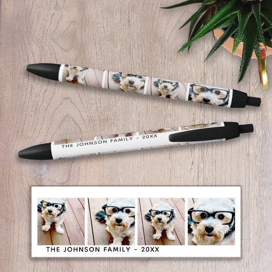 4フォトコラージュのミニマル – 名前の追加 黒ボールペン