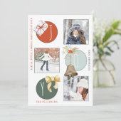 4フォトコラージュのレトロモダンクリスマス シーズンカード (スタンド正面)