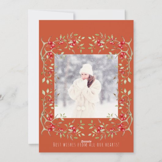 4フォトコラージュのレトロモダンクリスマス シーズンカード (裏面)