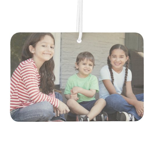 4フォトコラージュの家族の名前グリーンと金ゴールドハート カーエアーフレッシュナー (裏面)