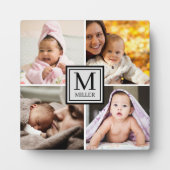 4フォトコラージュの家族の名前モノグラム フォトプラーク (正面)