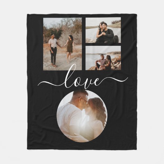 4フォトコラージュの愛パーソナライズされた フリースブランケット (正面)