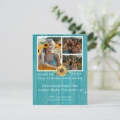 4フォトコラージュひまわり黄色の卒業パーティー 案内状 (スタンド正面)