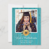 4フォトコラージュひまわり黄色の卒業パーティー 案内状 (裏面)