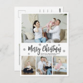 4フォトコラージュエレガントスノーフレークのクリスマス ポストカード (正面/裏面)