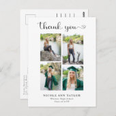 4フォトコラージュエレガント卒業ありがとう ポストカード (正面/裏面)