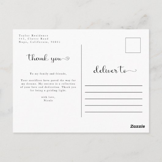 4フォトコラージュエレガント卒業ありがとう ポストカード (裏面)